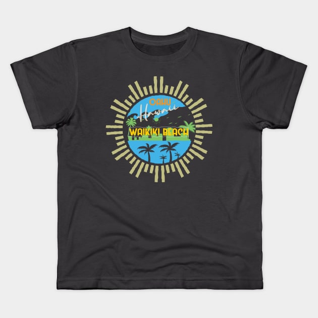 Oahu Waikiki Honolulu Hawaii Kids T-Shirt by AdventureLife